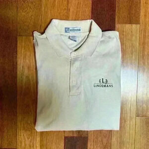 VINTAGE | Men’s cream long  sleeve polo branded Lindemans size XL